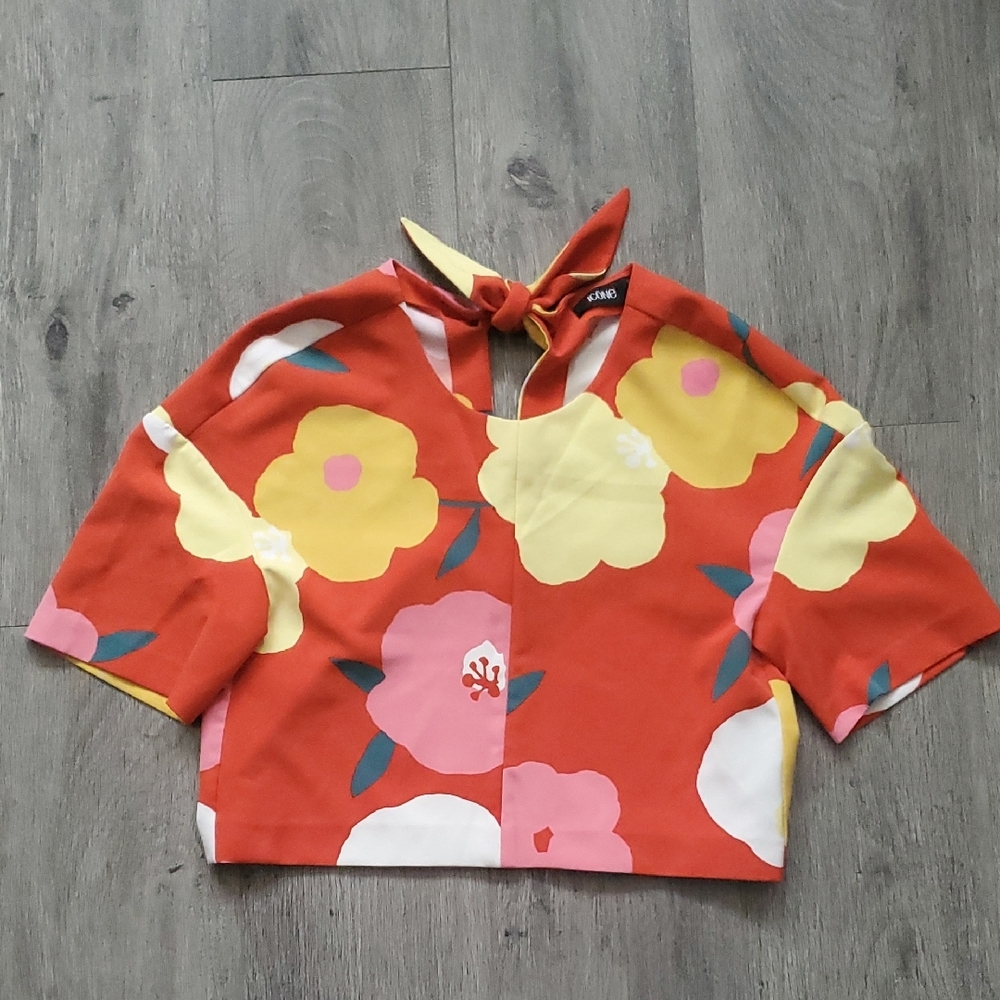 Floral Red and Yellow Women's Top
